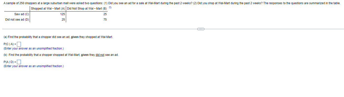 Solved (a) Find The Probability That A Shopper Did See An | Chegg.com