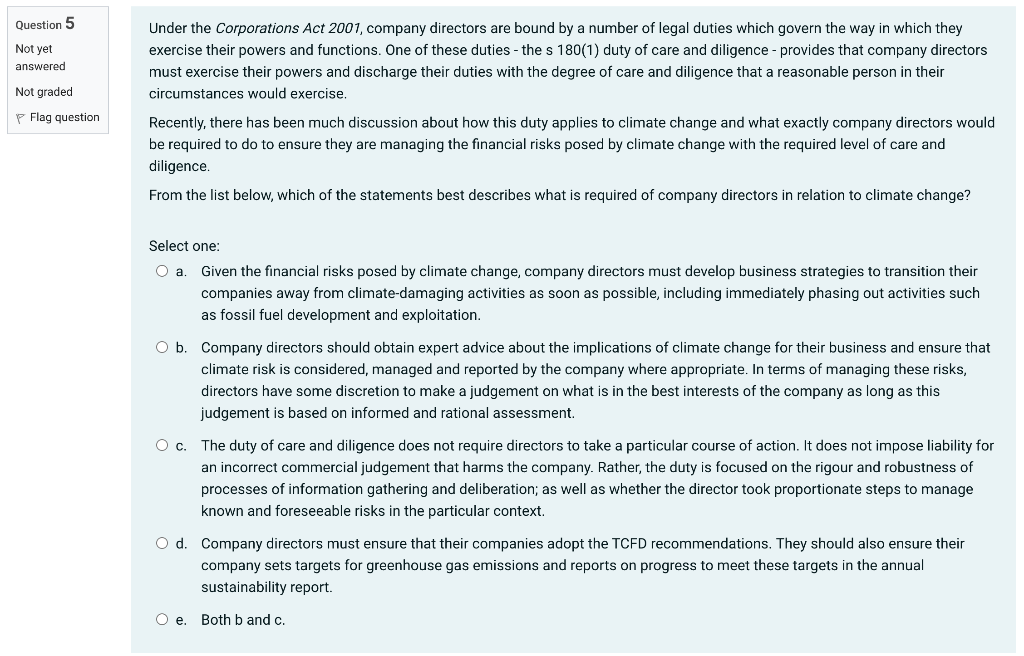 Solved Under the Corporations Act 2001 , company directors | Chegg.com