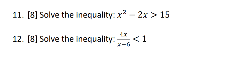 solve the inequality x 2 2x 15 0