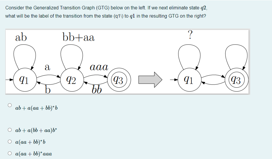 Solved Consider the Generalized Transition Graph (GTG) below | Chegg.com