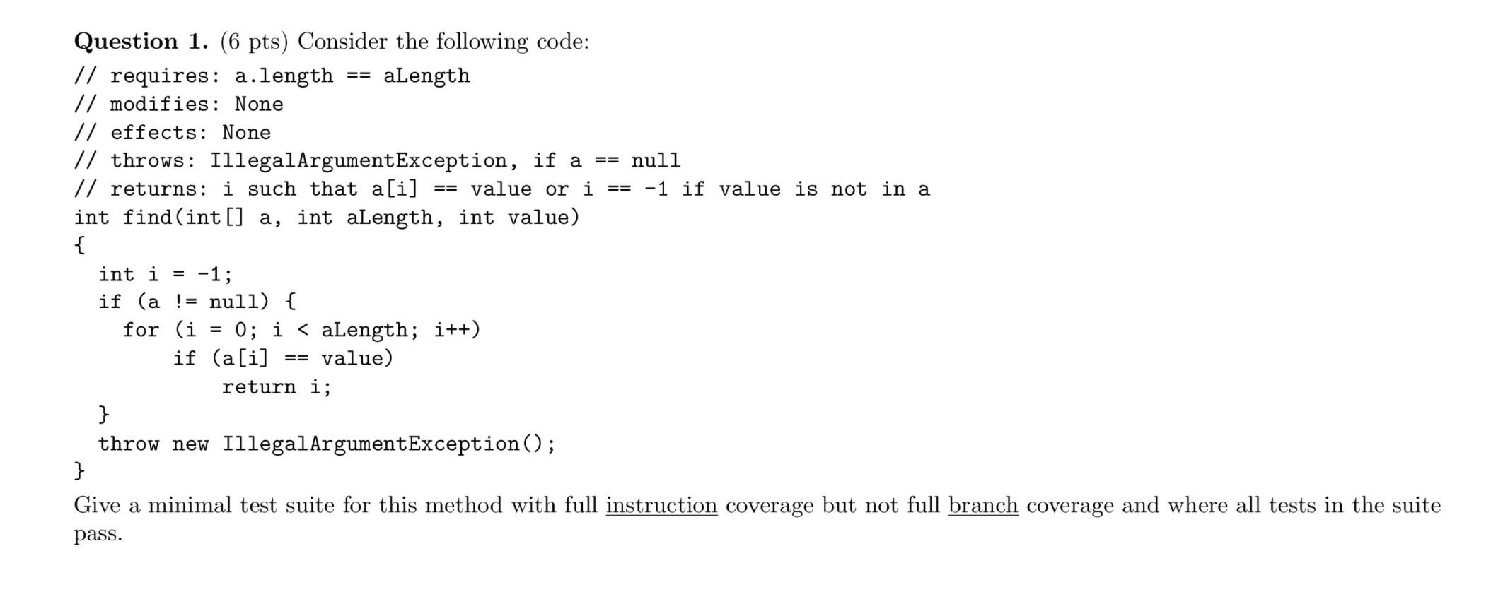 Specify the percentage of branch coverage. Given an | Chegg.com