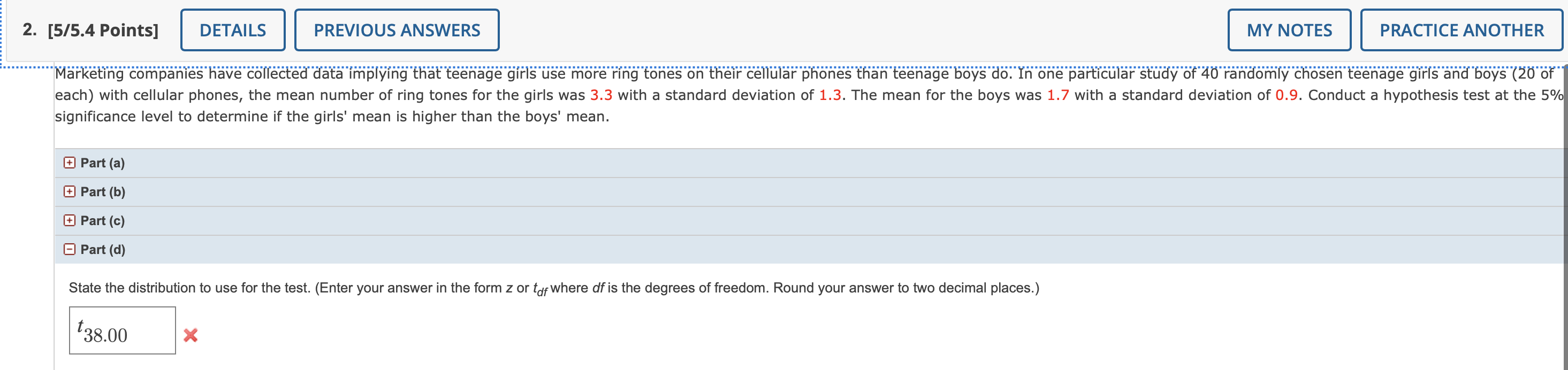 Solved significance level to determine if the girls mean is chegg