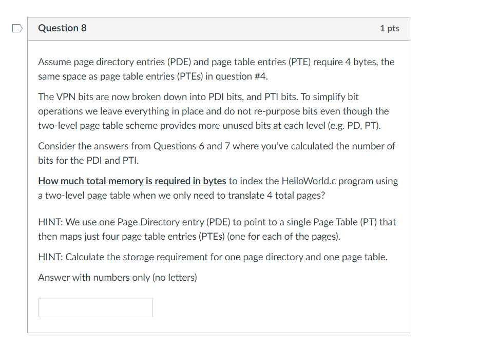Solved Question 5 1 pts Consider a 16 MB (224) computer | Chegg.com