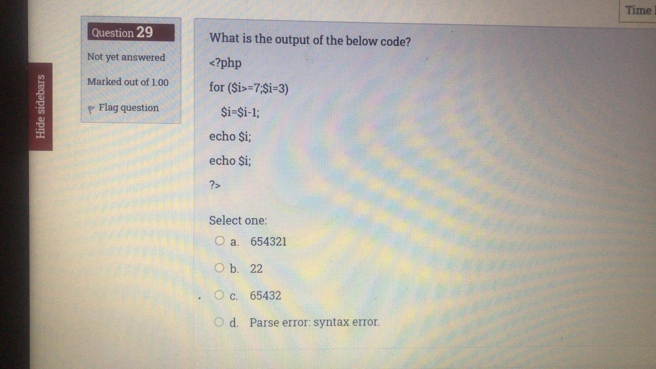 Solved Time Question 29 What is the output of the below | Chegg.com