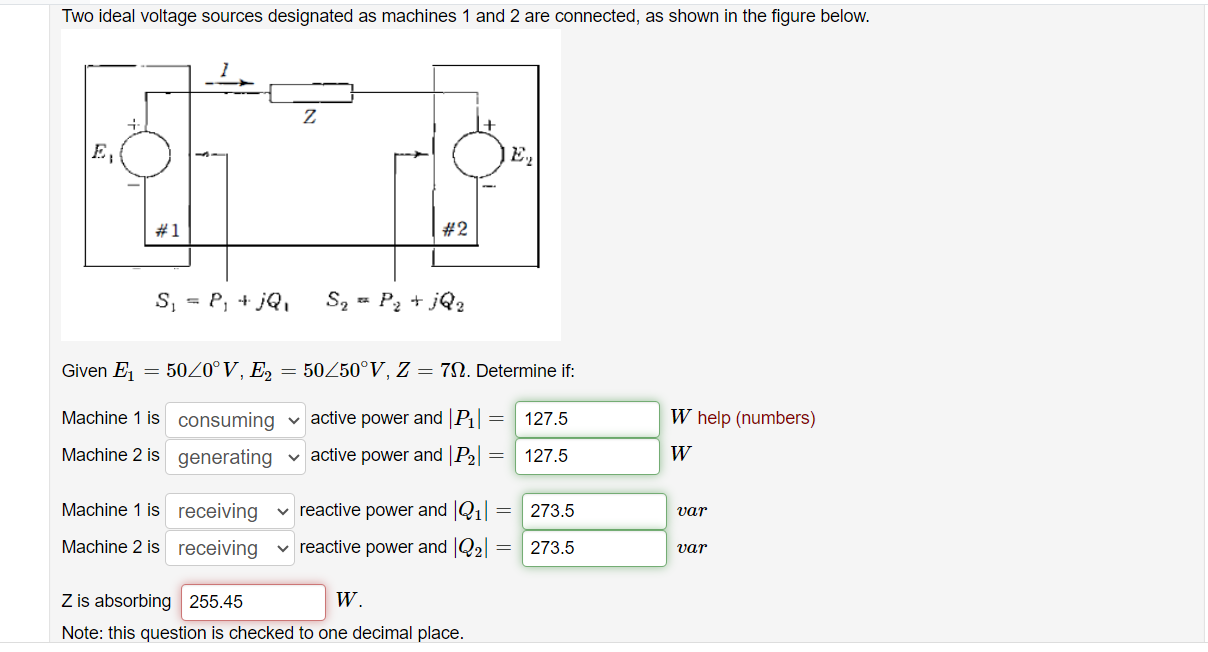 Solved Two ideal voltage sources designated as machines 1 | Chegg.com