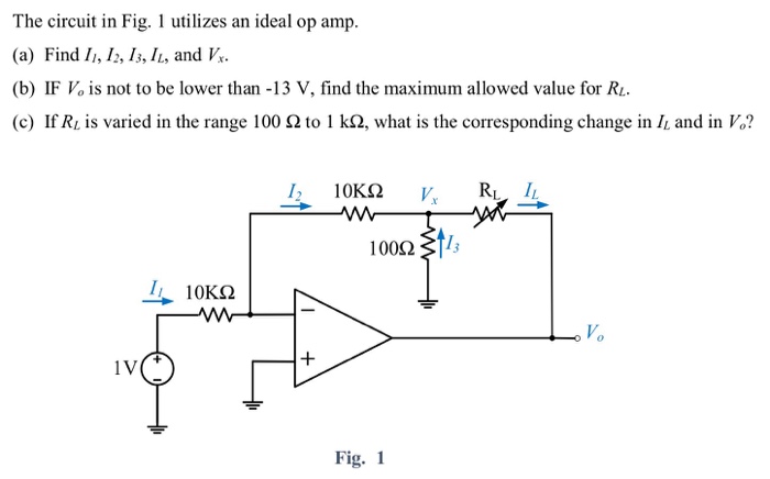 Solved The circuit in Fig. 1 utilizes an ideal op amp. Find | Chegg.com