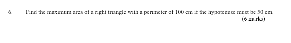 find the maximum perimeter of a right triangle with hypotenuse 20 cm