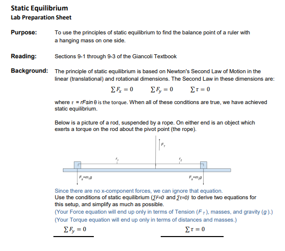 Solved Use the conditions of static equilibrium to derive | Chegg.com