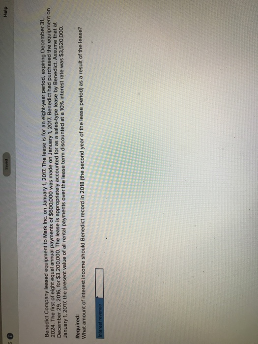 Solved Help Benedict Company leased equipment to Mark Inc.