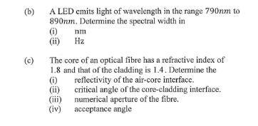 Solved (b) (0) A LED Emits Light Of Wavelength In The Range | Chegg.com