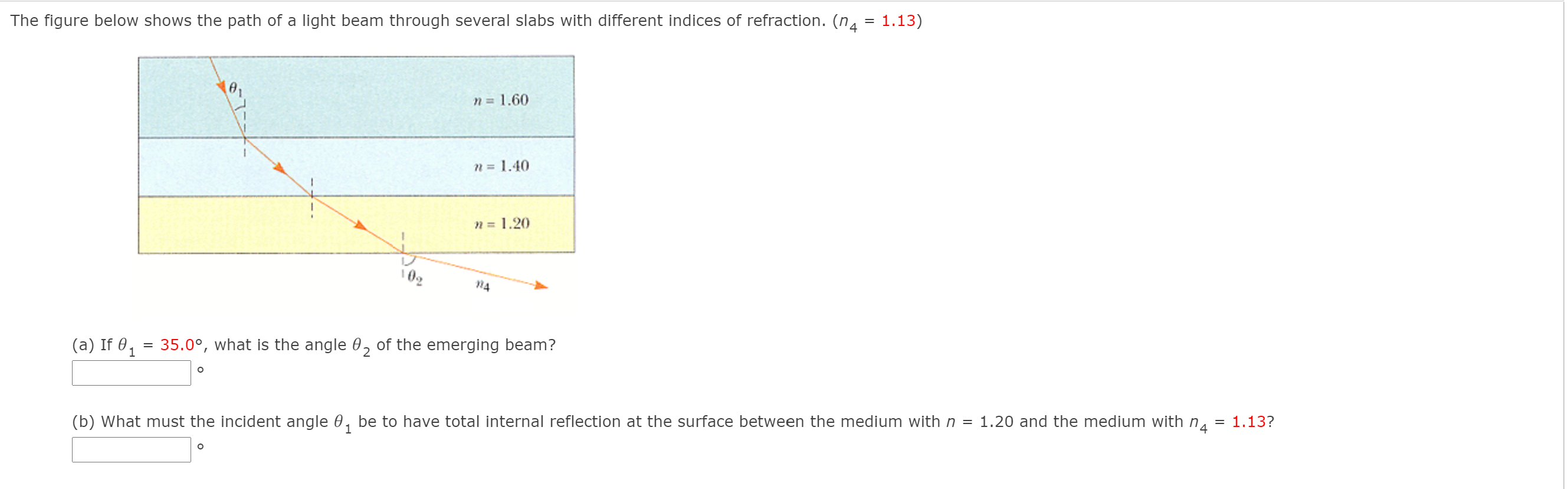 Solved The figure below shows the path of a light beam | Chegg.com