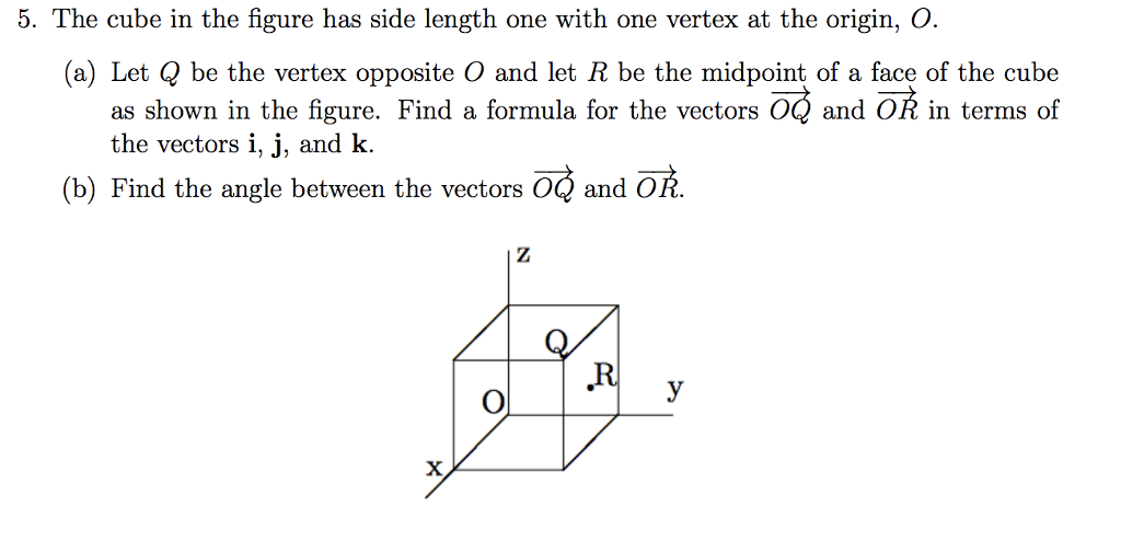 Solved 5. The cube in the figure has side length one with | Chegg.com