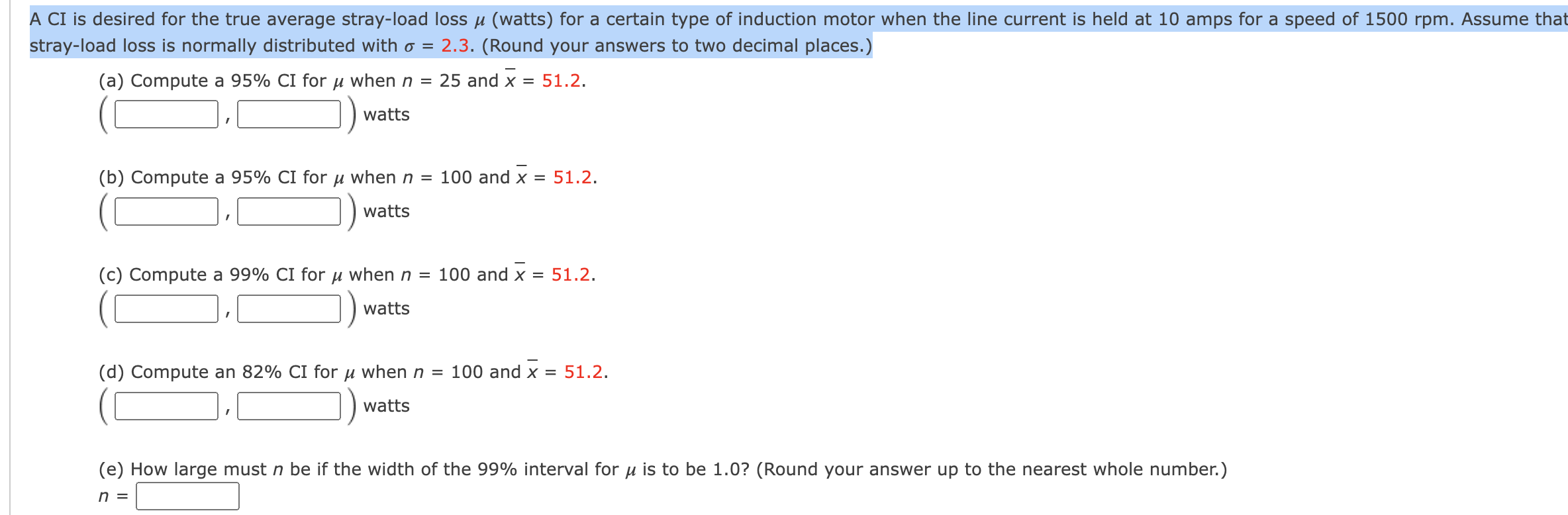 Solved CI Is Desired For The True Average Stray-load Loss μ | Chegg.com