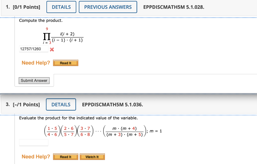 Solved 1. [0/1 Points] DETAILS PREVIOUS ANSWERS | Chegg.com