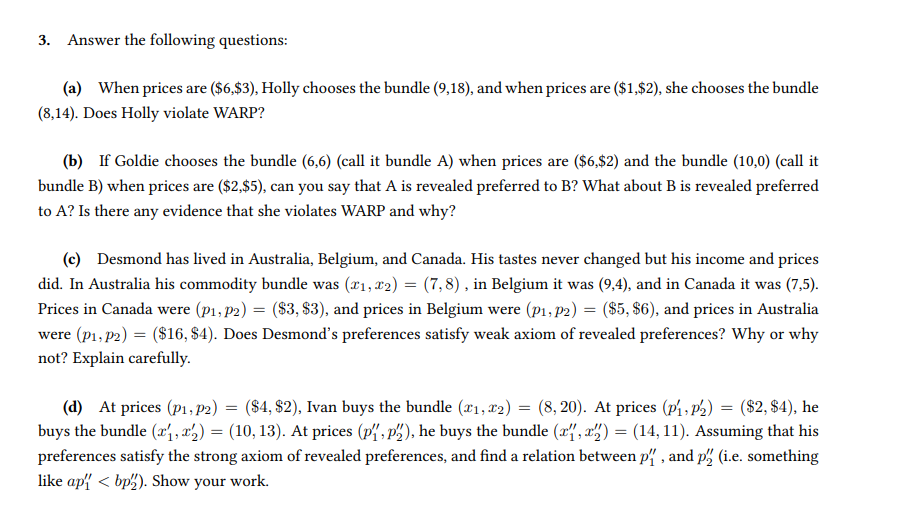 Solved 3. Answer the following questions: (a) When prices | Chegg.com