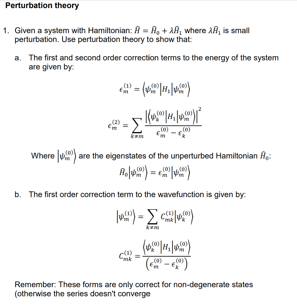 Solved Perturbation Theory 1. Given A System With | Chegg.com