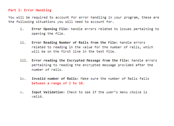 Solved Part 2: Error Handling You will be required to | Chegg.com
