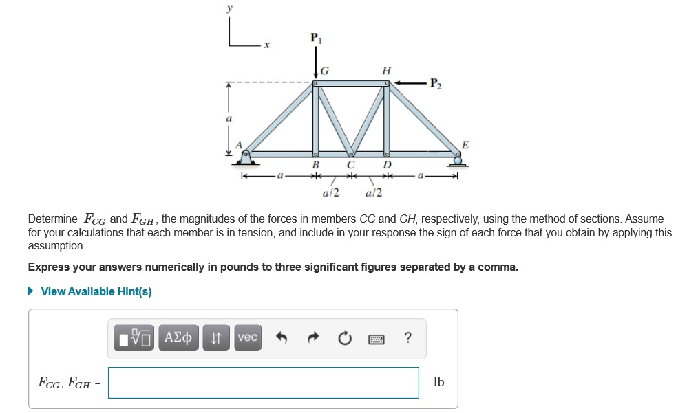 Solved As shown, a truss is loaded by the forces P = 502 lb | Chegg.com