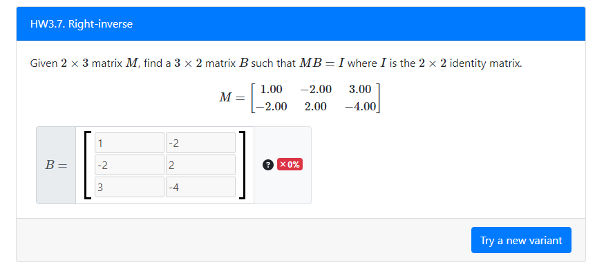 Solved Given 2×3 Matrix M, Find A 3×2 Matrix B Such That | Chegg.com