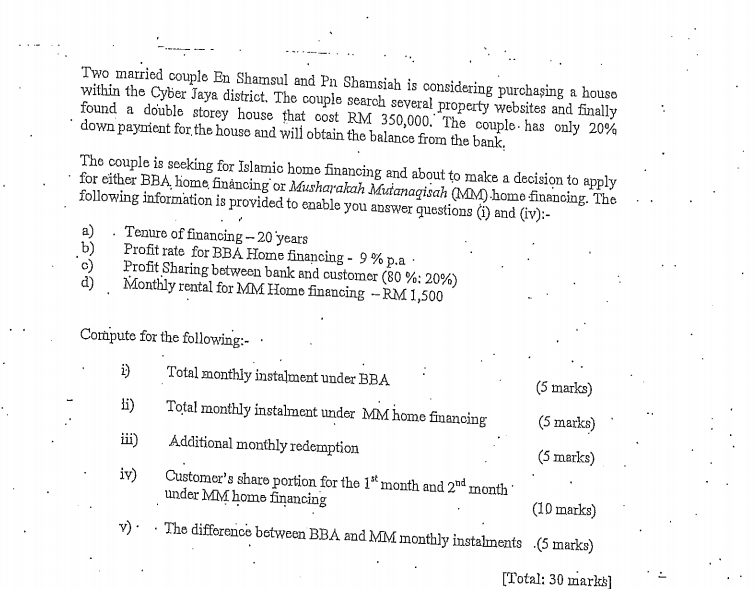Solved 5 Bba Home Financing With Grace Period Profit 5 1 Chegg Com