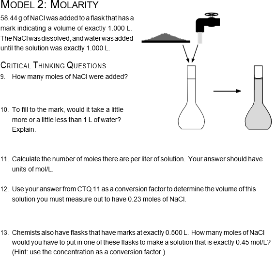 Solved MODEL 2: MOLARITY 58.44 g of NaCl was added to a | Chegg.com