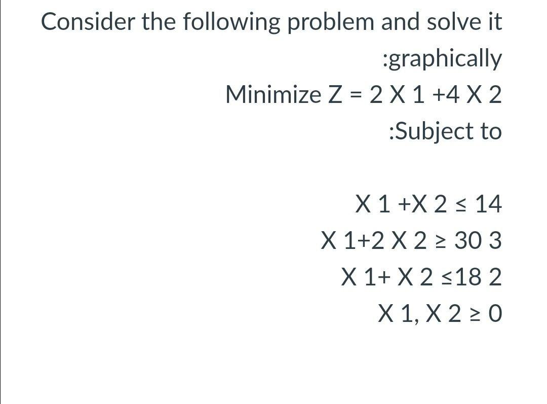 Solved Consider The Following Problem And Solve It | Chegg.com