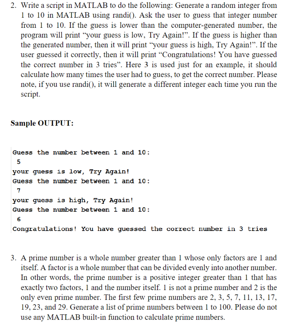 SOLVED: Write the MATLAB code to generate a random number between 1 and 3  using the randi function. You can find more information about randi at   Consider the Monty  Hall problem (