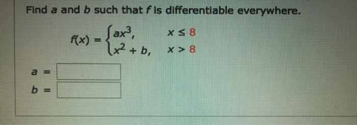 Solved Find A And B Such That F Is Differentiable | Chegg.com