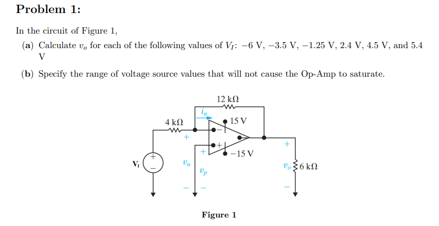 Solved In the circuit of Figure 1, (a) Calculate vo for each | Chegg.com