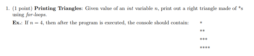 Solved 1. ( 1 point) Printing Triangles: Given value of an | Chegg.com
