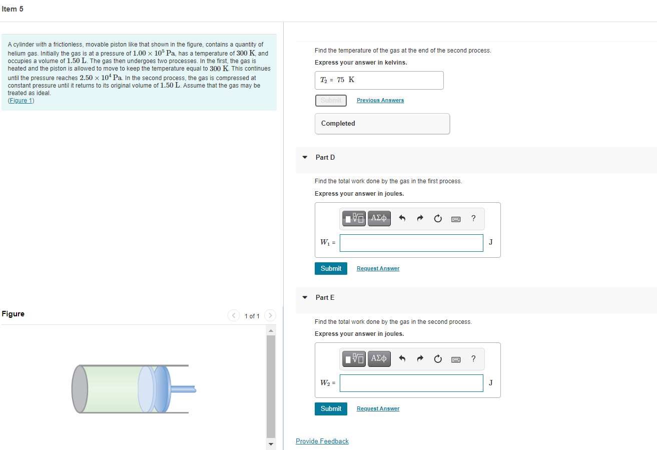Solved Item 5 Find the temperature of the gas at the end of | Chegg.com