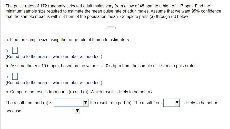 Solved The Pulse Rates Of 172 Randomly Selected Adult Males | Chegg.com