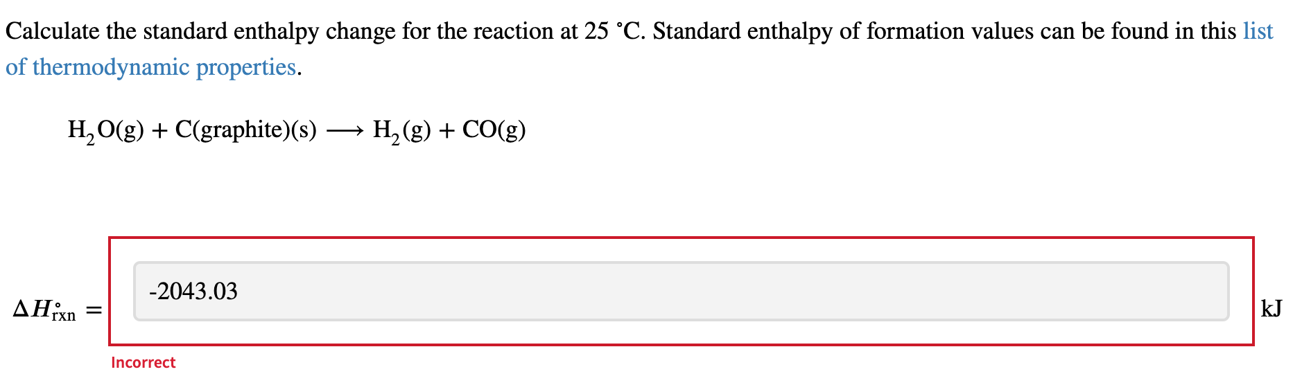 calculate the standard enthalpy change of the reaction
