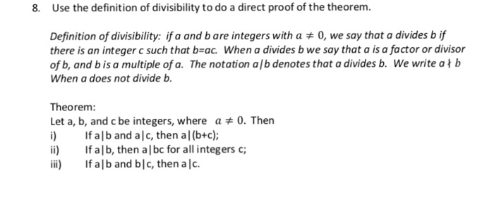 Solved Use the definition of divisibility to do a direct | Chegg.com