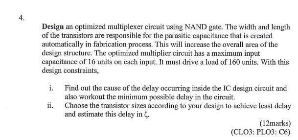 Solved Design an optimized multiplexer circuit using NAND | Chegg.com