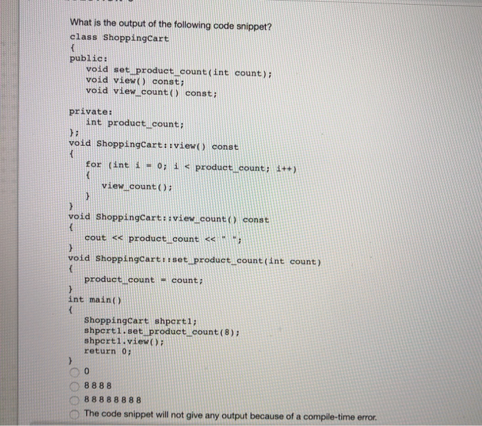 Solved QUESTION 2 In the following code snippet, which | Chegg.com