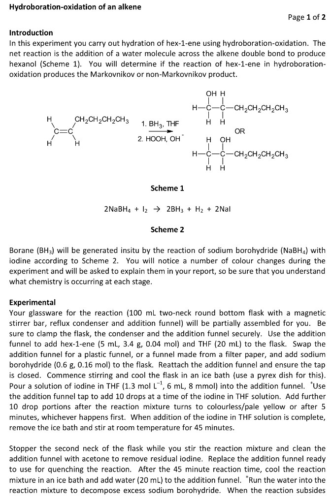 solved-hydroboration-oxidation-of-an-alkene-page-1-of-2-chegg