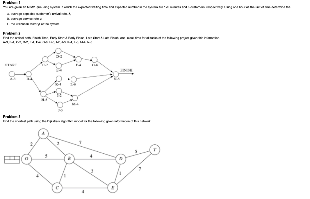 Solved Problem 1 You are given an M/M/1 queueing system in | Chegg.com