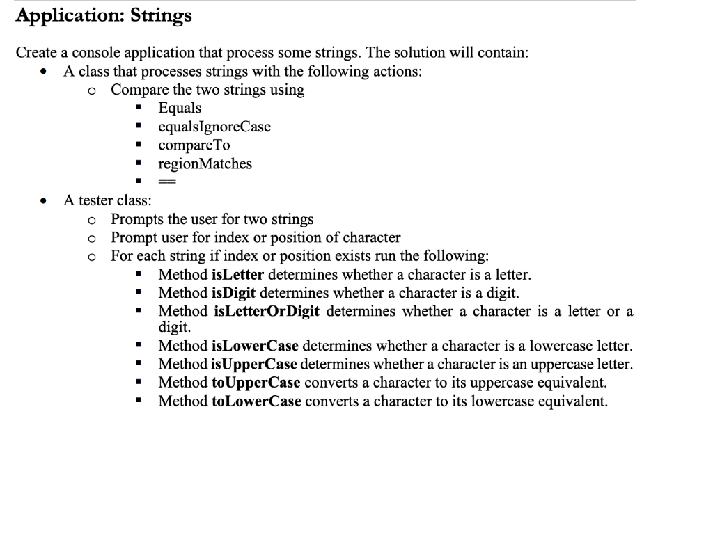 Solved Application: Strings Create a console application | Chegg.com