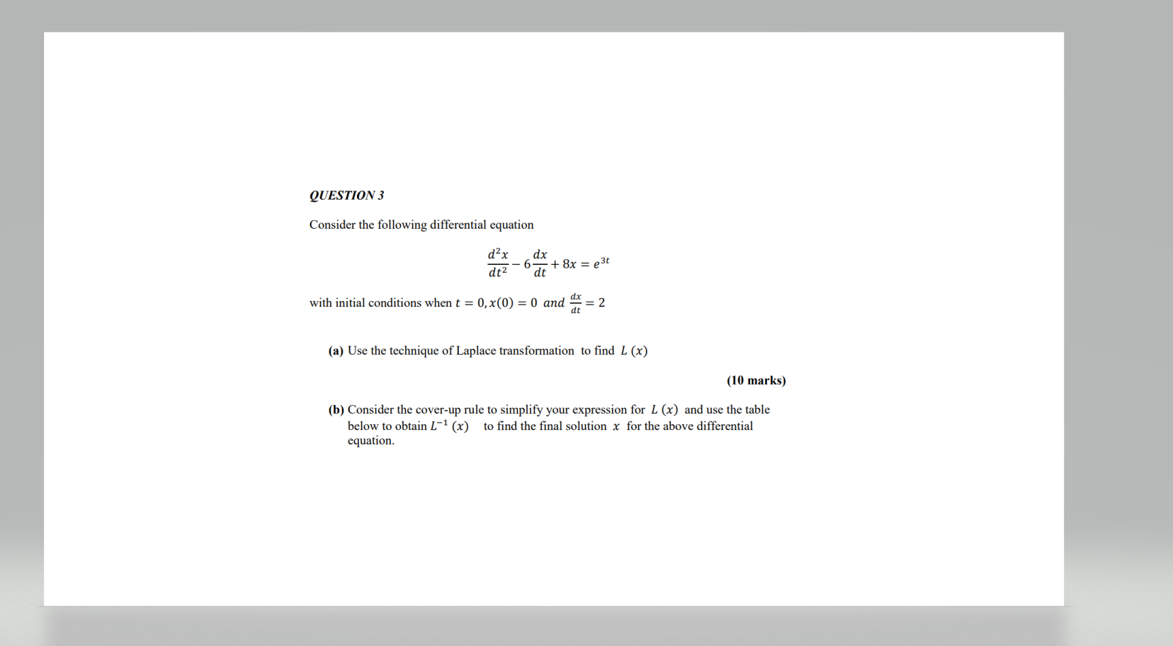 Solved QUESTION 3 Consider The Following Differential | Chegg.com