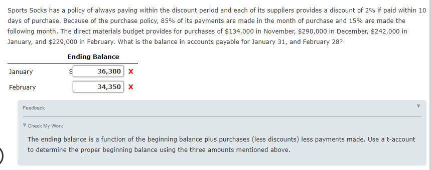 Solved Sports Socks Has A Policy Of Always Paying Within The Chegg
