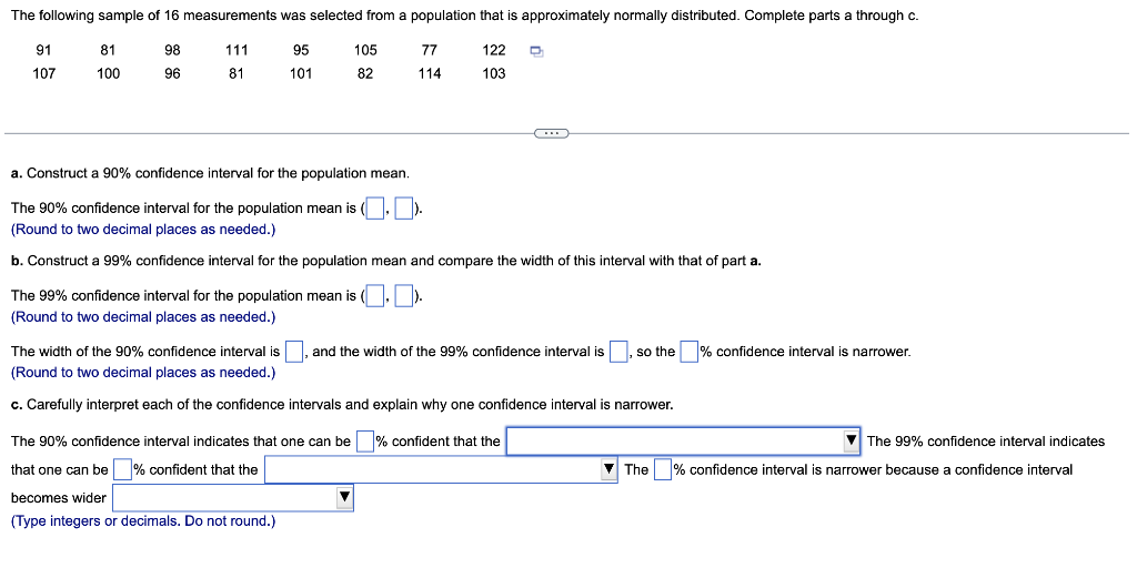 Solved a. Construct a 90% confidence interval for the | Chegg.com
