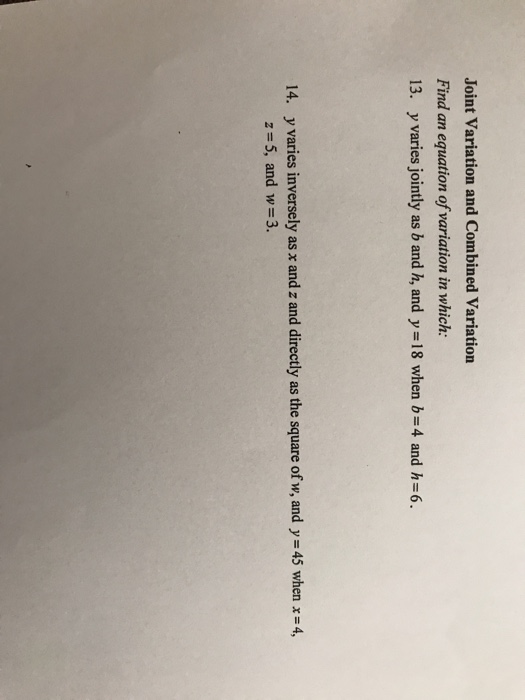 Solved Joint Variation and Combined Variation Find an | Chegg.com