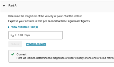 Solved Determine The Magnitude Of The Velocity Of Point B At | Chegg.com