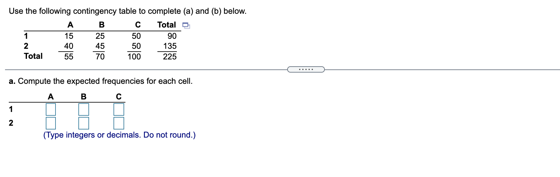 Solved Use The Following Contingency Table To Complete A