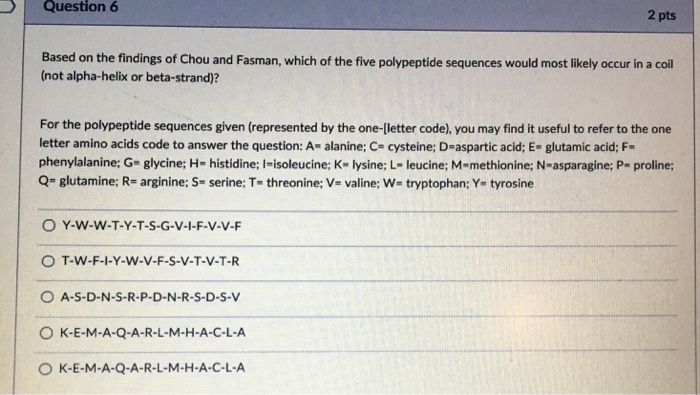 Solved Question 6 2 pts Based on the findings of Chou and | Chegg.com