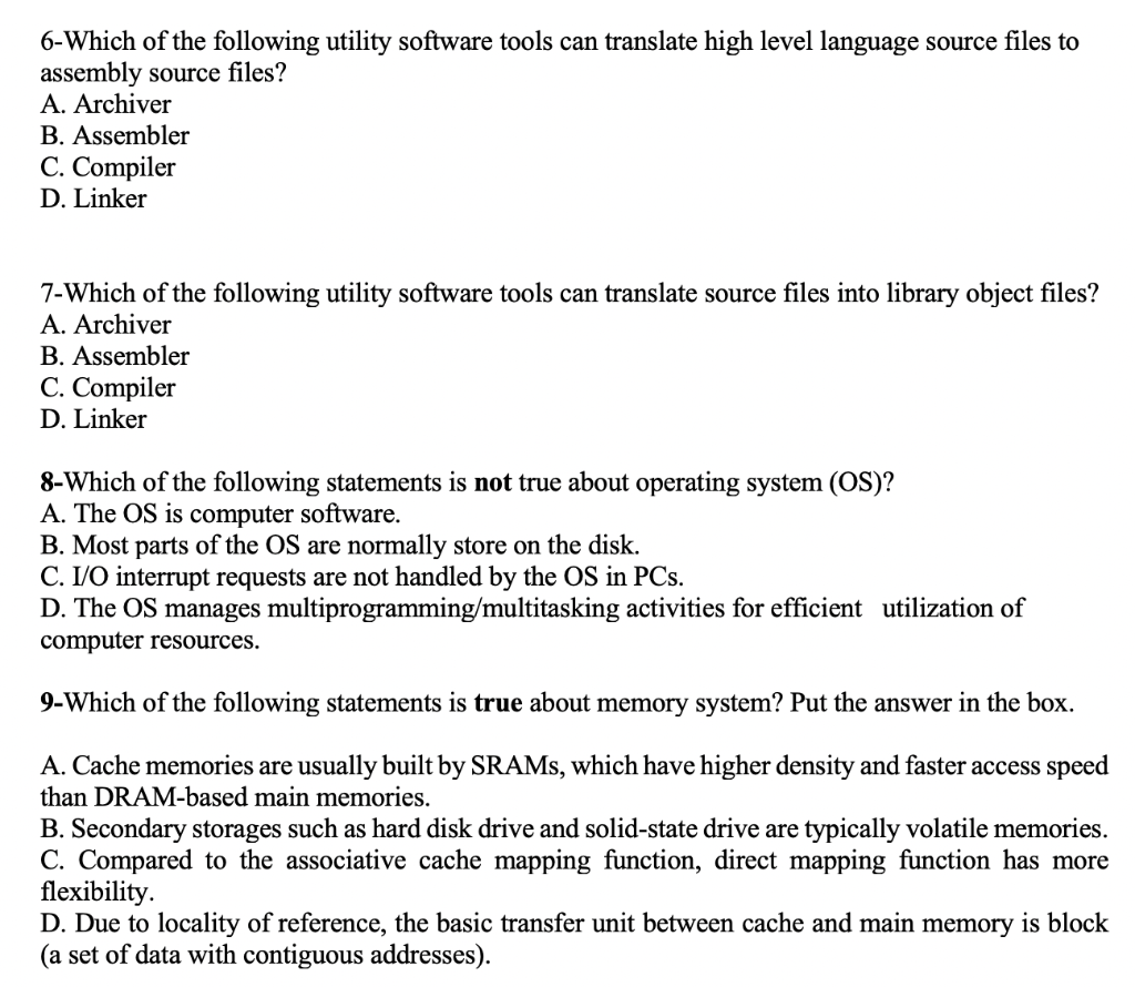 Solved 6Which of the following utility software tools can
