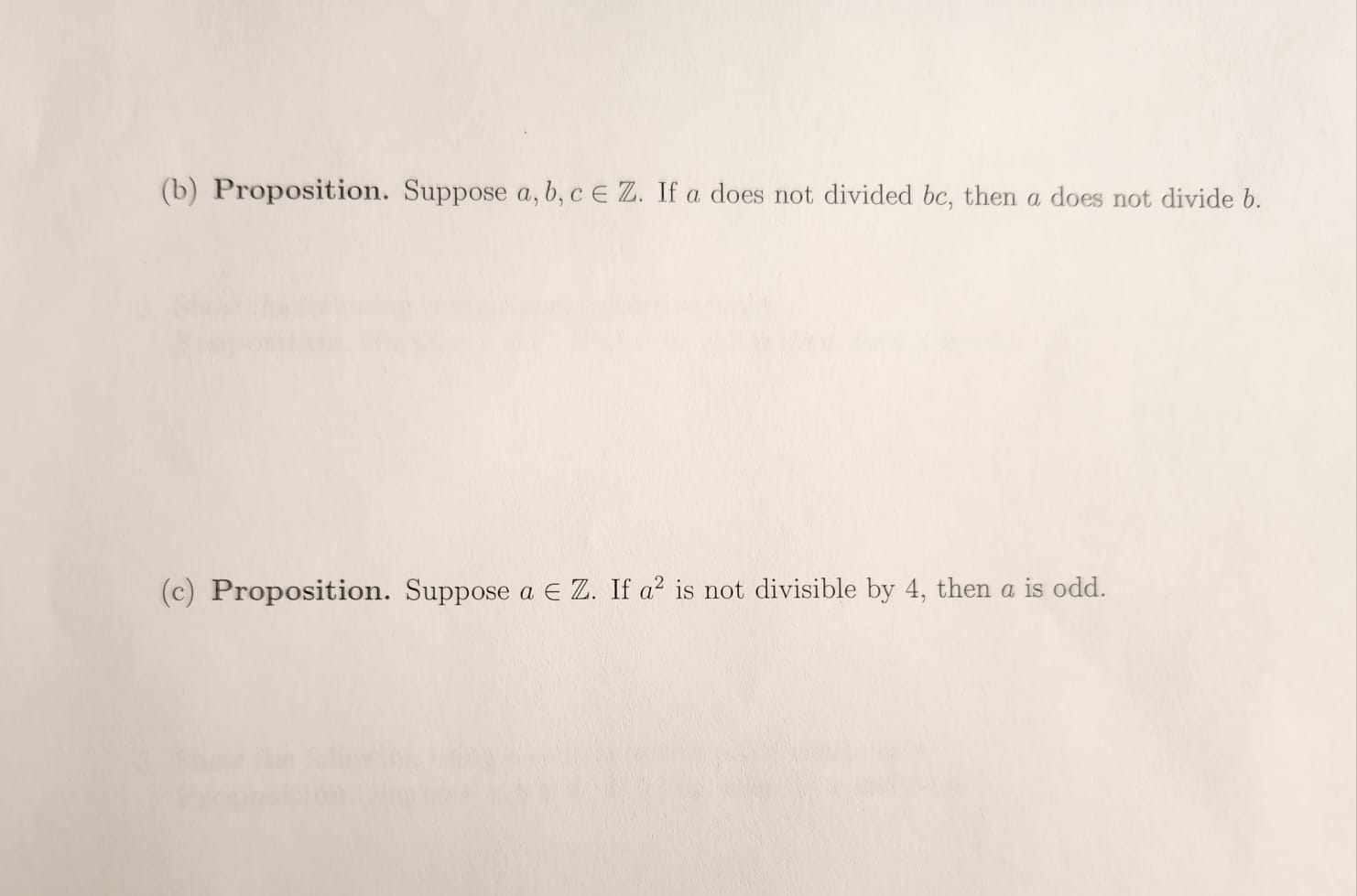 Solved (b) Proposition. Suppose A,b,c∈Z. If A Does Not | Chegg.com