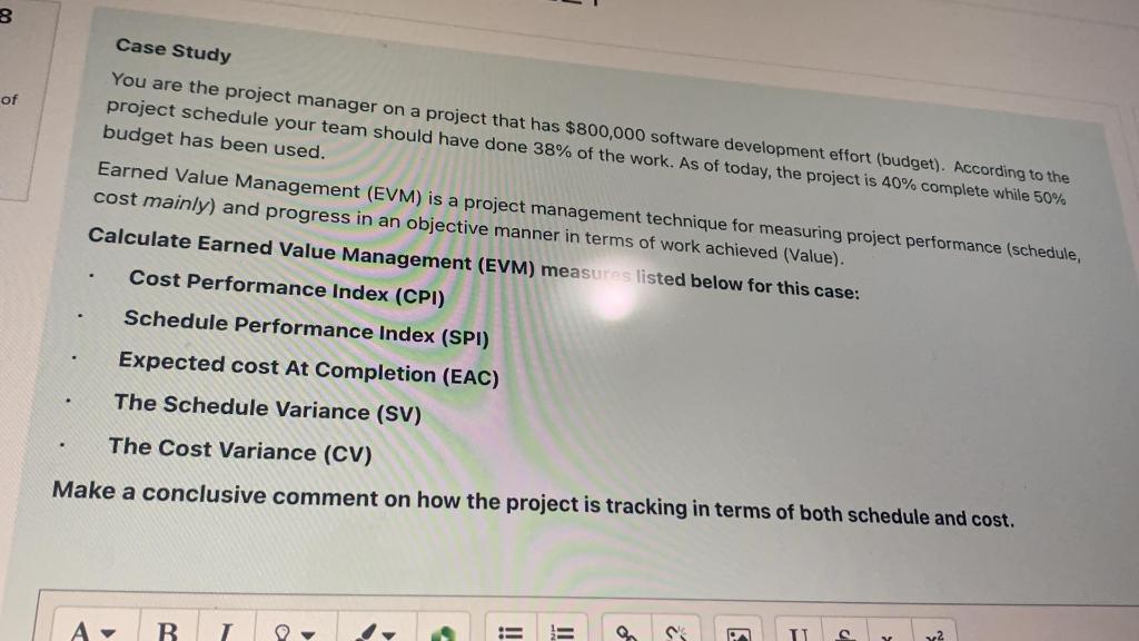 Solved 8 of Case Study You are the project manager on a | Chegg.com