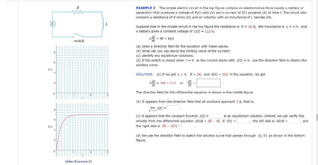 Solved Example 2 The Simple Electric Circuit In The Top Chegg Com